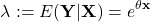 \begin{equation*} \lambda &acute;:= E(\mathbf{Y|X}) = e^{\mathbf{\theta&acute; x}} \end{equation*}